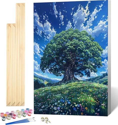 Zeipopge Malen Nach Zahlen Erwachsene Landschaft Malen Nach Zahlen Erwachsene mit Rahmen, Paint by Numbers Himmel Paint by Numbers Adult mit 3 Pinseln und Acrylfarben für Zimmer Deko 20 x 30 CM -7303 von Zeipopge