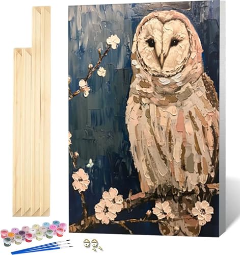 Zeipopge Malen Nach Zahlen Erwachsene mit Rahmen, Malen Nach Zahlen Blume Paint by Numbers Eule Paint by Numbers Adult mit 3 Pinseln und Acrylfarben für Heim Deko, Geschenke für Frauen 50x65 cm -6252 von Zeipopge