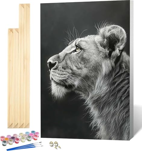 Zeipopge Malen Nach Zahlen Erwachsene mit Rahmen, Malen Nach Zahlen Tier Paint by Numbers Löwe Paint by Numbers Adult mit 3 Pinseln und Acrylfarben für Heim Deko, Geschenke für Frauen (60x80cm) -9759 von Zeipopge