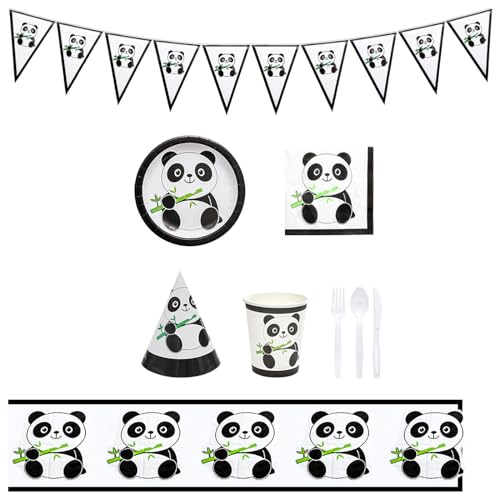 Zeiwohndc Cartoon Pandas Thema Party Versorgung Elegante Geschirr Dekorationen für Geburtstage Tierpartys Zubehör für Frauen Partyteller von Zeiwohndc
