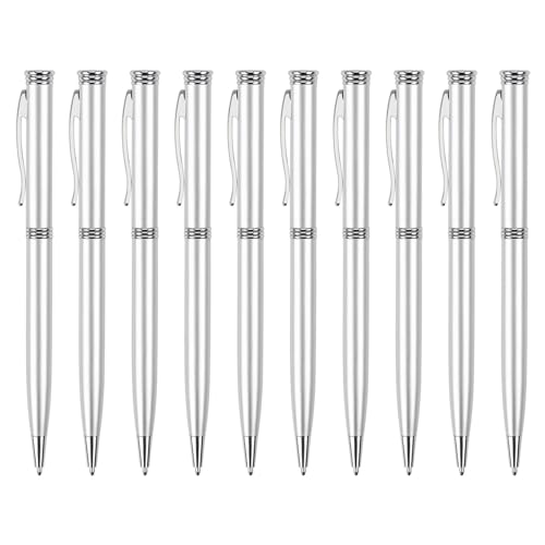 Zeiwohndc Metall-Kugelschreiber mit Stift-Clip, zum Öffnen/Schließen, Kugelschreiber für Geschäftsleute, glattes Schreiben, 10 Stück von Zeiwohndc