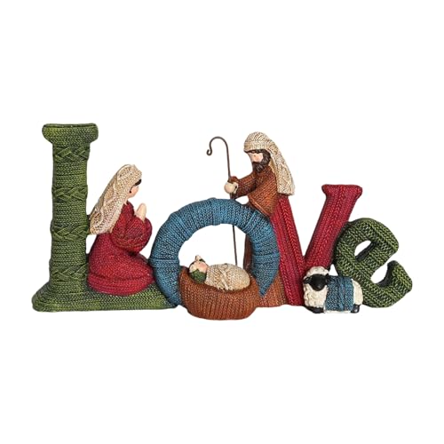 Zeiwohndc Modernes Weihnachtskrippenfiguren-Set aus Kunstharz, für religiöse Feiern, Heimdekoration, elegantes Display der Heiligen Familie von Zeiwohndc