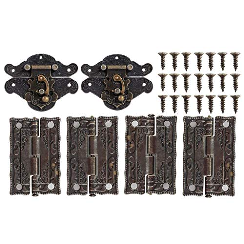 Zeiwohndc Retro Schmuckkästchen Antik Für Riegelhaken Vintage Bronze Scharnier Mit Passendem Schrauben Set Für Dekorativen Schrank von Zeiwohndc