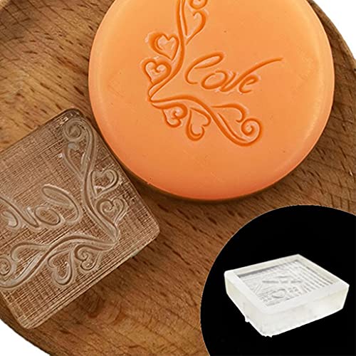 Zeizafa Valentinstag Klar Acryl Handgemachte Seife Stempel Liebe Herz Rose Muster DIY Quadrat Ton Herstellung Kapitel Mit Griff DIY Quadrat Ton Kapitel von Zeizafa