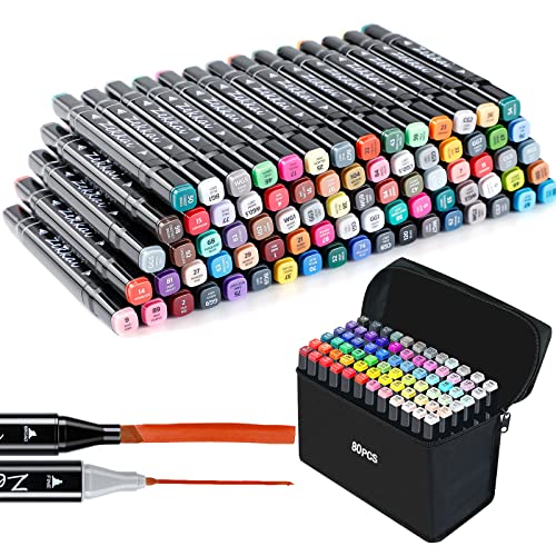 Zekkai Marker Filzstifte Set Fettige Mark Farben Twin Tip Textmarker Markerstifte Set (80) von Zekkai