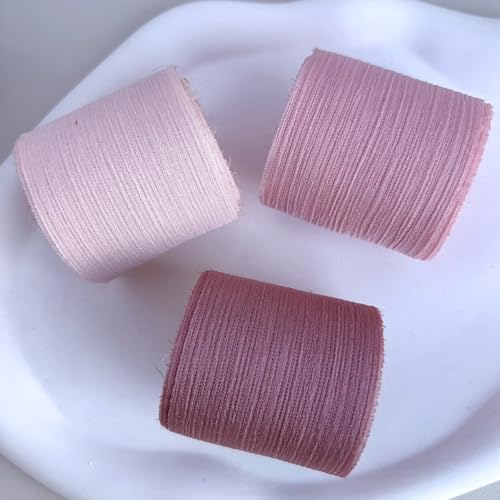 3 Rollen Handgefertigtes Organza-Chiffonband, Plissiertes Chiffon-Netz, 4cm Breit X 5m Pro Rolle for Geschenkverpackungen, Hochzeitseinladungen, Blumensträuße, Bastelarbeiten(Pink) von Zelbuck