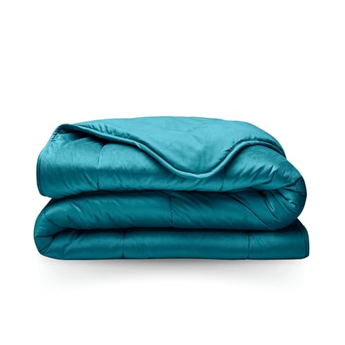 Zelesta Velvetbed Bettdecke - Waschbare bettdecke ohne Bezug - Samtstoff Bettwäsche - Winterdecke und Sommer-Bettdecke - Duvet - 4 Jahreszeiten - Anti-Allergene Steppdecke (Petrol, 200x200 cm) von Zelesta