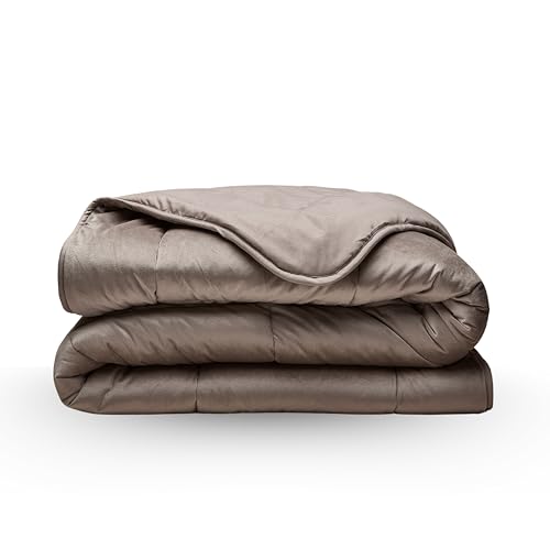 Zelesta Velvetbed Bettdecke - Waschbare bettdecke ohne Bezug - Samtstoff Bettwäsche - Winterdecke und Sommer-Bettdecke - Duvet - 4 Jahreszeiten - Anti-Allergene Steppdecke (Taupe, 140x200 cm) von Zelesta