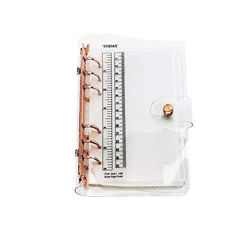 A6/A5 6 Löcher, bunter PVC-Einband, runder Ringordner mit Schnappverschluss, Loseblattordner, persönlicher Organizer (Rose Gold, A6 combo) von Zelten