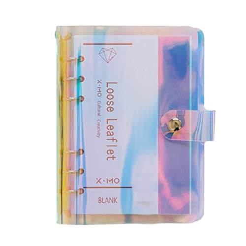 A6/A5 6 Löcher bunte PVC-Abdeckung, runder Ringordner mit Druckknopfverschluss, Ordner für lose Blätter, Notizbuch, Nachfüllpackung, DIY, Scrapbooking, Binder Cover Protector (Laser, A5 mini set) von Zelten