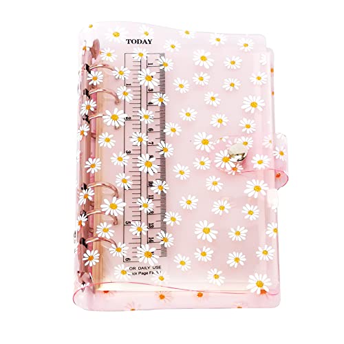 A6 6 Löcher bunte PVC-Abdeckung, runder Ringordner mit Druckknopfverschluss, Ordner für lose Blätter, Notizbuch, Nachfüllpackung, DIY, Scrapbooking (Little Pink Daisy, A6 Combo) von Zelten