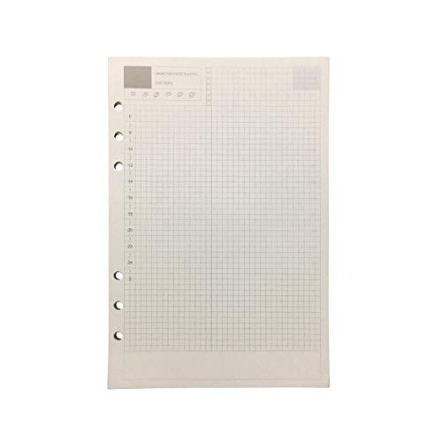 Nachfüllpapier/Lose Blätter für 8,5 Zoll A5 6-Loch-Abdeckung Runder Ringansicht Binder Aktenordner (A5 Daily Time line Refill Paper BW, 1 Package) von Zelten