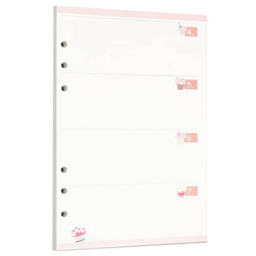 Zelten Bunt 40 Blatt 80 Seiten Lose-Blatt-Lochpapier-Nachfüllpackungen Papier für 6-Loch-Binder Persönlicher Organizer Tagebuch Notizbuch Nachfüllbarer Planer (A5, Cupcake Weekly Planner) von Zelten