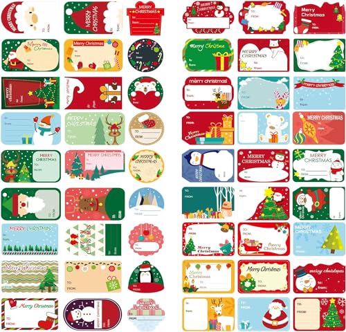 Zemolo Aufkleber Weihnachten Etiketten für Weihnachts Geschenk, 216PCS Weihnachtssticker Weihnachtsaufkleber zum Beschriften Namensaufkleber Personalisiert Geschenkaufkleber von Zemolo