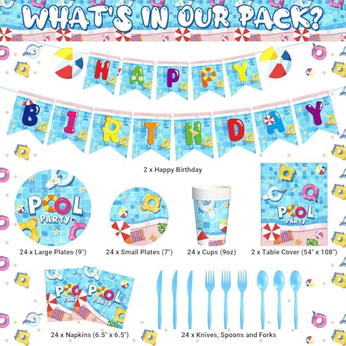 Geburtstag Party Set, Partygeschirr Set, Geschirr Set Partyzubehör, Für Partydekorationen zum Thema Kindergeburtstag 10 GäSte (Rosa Blau) von Zempertoopa