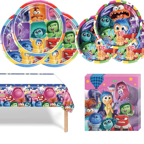 Inside Out Partygeschirr Set, Inside Out Partygeschirr Set Kinder, Deko Geburtstag Partygeschirr, Geburtstag Partygeschirr, für Kinder Geburtstag Party Supplies und Tischderation (Secret Service) von Zempertoopa