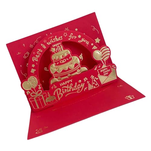 Luxuriöse 3D-Geburtstagskarte, künstlerische 3D-Geburtstagskarte in Rot und Blau mit luxuriöser Goldfolien-Oberfläche Luxuriöse 3D-Geburtstagskarte, künstlerische 3D-Geburtstagskarte in Rot und Blau mit luxuriöser Goldfolien-Oberfläche von Zemusinet