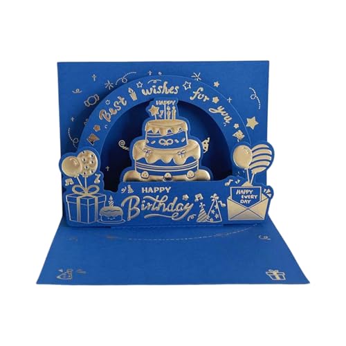 Luxuriöse 3D-Geburtstagskarte, künstlerische 3D-Geburtstagskarte in Rot und Blau mit luxuriöser Goldfolien-Oberfläche Luxuriöse 3D-Geburtstagskarte, künstlerische 3D-Geburtstagskarte in Rot und Blau mit luxuriöser Goldfolien-Oberfläche von Zemusinet