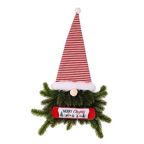Zemusinet Festlicher Zwerg-Türhänger mit gestreiftem Hut, gesichtslos, kreative Weihnachtsdekoration, einfach an Baum oder Wand zu befestigen von Zemusinet