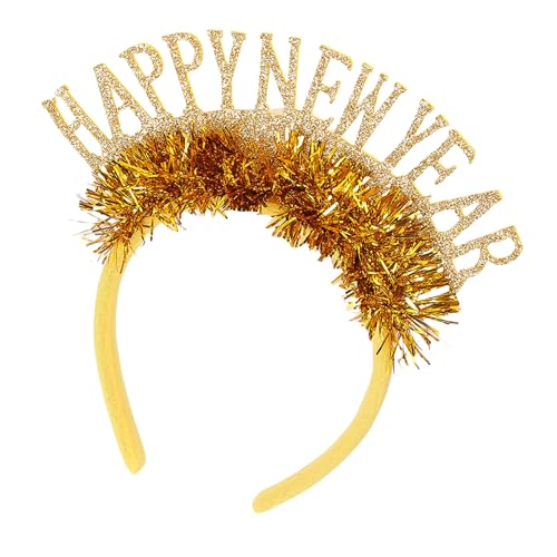 Zemusinet Happy New Year Stirnband Neujahr Requisiten Kopfbedeckung Weihnachten Party Hairhoop Festival Feier Pailletten Party Kopfschmuck von Zemusinet