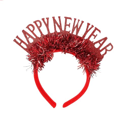 Zemusinet Happy New Year Stirnband Neujahr Requisiten Kopfbedeckung Weihnachten Party Hairhoop Festival Feier Pailletten Party Kopfschmuck von Zemusinet