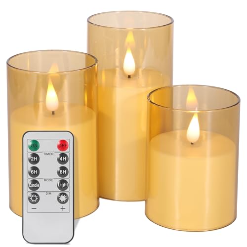 ZenLuGo Flammenlose Kerzen mit Fernbedienung, flackernde elektrische Batterie, LED-Kerzen-Set mit Timer, für Heimdekoration, Badezimmertisch, Boho-Dekorationen, Geschenkideen für Mädchen, Frauen, von ZenLuGo