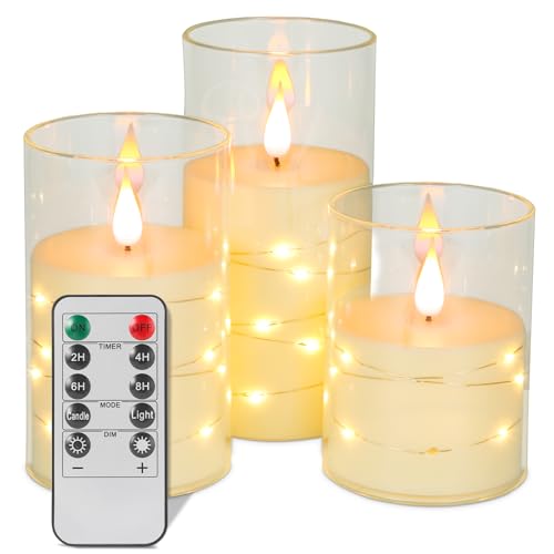 ZenLuGo Flammenlose Kerzen mit Fernbedienung, flackernde elektrische Batterie, LED-Kerzen-Set mit Timer, für Heimdekoration, Badezimmertisch, Boho-Dekorationen, Geschenkideen für Mädchen, Frauen, von ZenLuGo