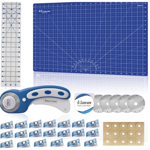 ZenXstore Schneidematte Komplett-Set mit allen Notwendigkeiten Nähzubehör & Zubehör Hobbymatte, Bastelmatte Schneidebrett hitzebeständig A1 schwarz oder A2 blau Dutch Quality Bastelmatte (Blau A2 von ZenXstore