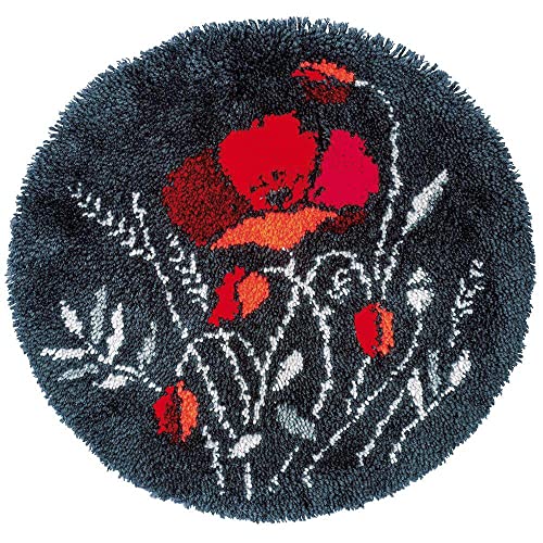 ZenaHa Knüpfteppich Zum Selber Knüpfen, Knüpfhaken-Teppichherstellungs-Set Für Erwachsene, 50 X 50 Cm, Kreuzstich-Set, Neuartiges Blumen-Blätter-Muster, Wandteppich-Set Für Anfänger, Rutschfeste Fu von ZenaHa