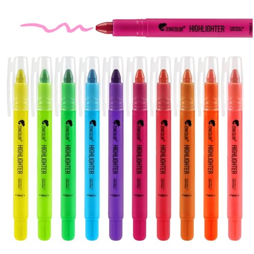 Zenacolor Bibelmarker - Set mit 10 Wachs-Gel-Markern - Kräftige Farben - Für Schule und Bibelstudium von Zenacolor