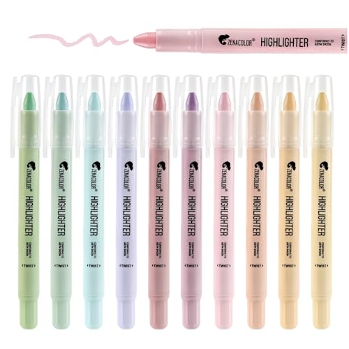 Zenacolor Bibelmarker - Set mit 10 Wachs-Gel-Markern - Pastellfarben - Für Schule und Bibelstudium von Zenacolor