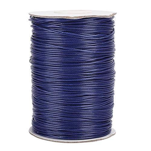 ZenithAur gewachste Baumwollschnur, 160 m, Outlast Rope Bastelgarn mit Spule für DIY-Ledernähen und handgewebtes Schmuckzubehör (26# Marineblau) von ZenithAur