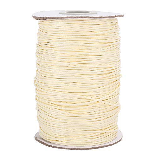 ZenithAur gewachste Baumwollschnur, 160 m, Outlast Rope Bastelgarn mit Spule für DIY-Ledernähen und handgewebtes Schmuckzubehör (35# Beige) von ZenithAur