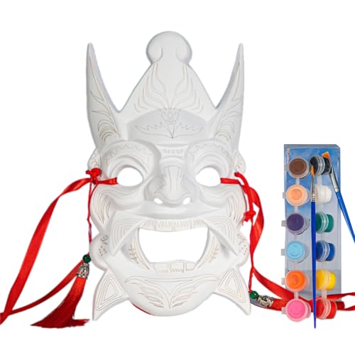 Zenlir Bemalbare Maskerade Maske Mit 12-farbiger Acrylfarbe Und Pinsel Unbemalte Maskerade Maske Für Kinder Und Erwachsene Cosplay von Zenlir