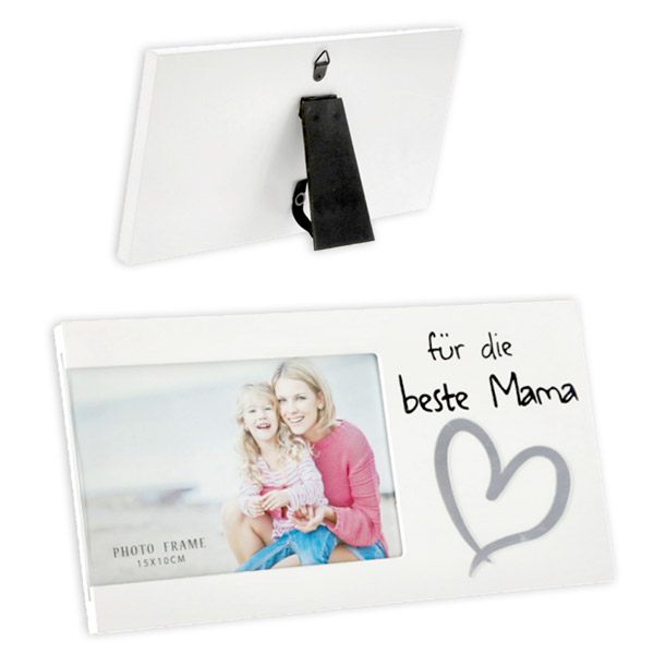 Fotorahmen "Für die beste Mama" mit Standfuß, 25cm x 13cm von Zentrada