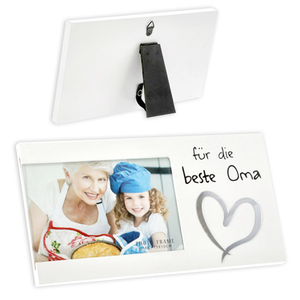 Fotorahmen "Für die beste Oma" mit Standfuß, 25cm x 13cm von Zentrada