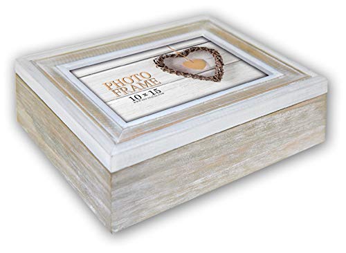 ZEP S.r.l. Zacapa Holzbox mit Bilderrahmen, Holz, Creme Shabby Chic, 23 x 18 x 6 cm von Zep