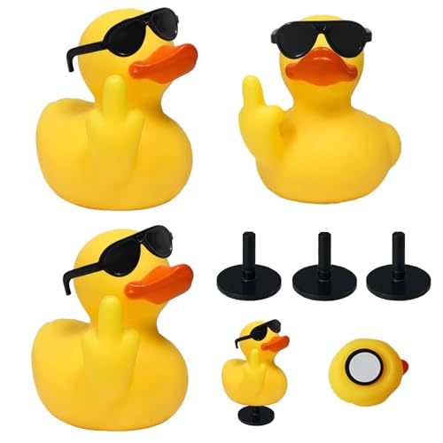 Mittelfinger Gummiente 3er Set,Lustige Gummiente mit Sonnenbrille,Einzigartige Mittelfinger Ente aus Gummi,Badespielzeug für die Badewanne,Perfekt für Badezimmer,Auto,Armaturenbrett und Heimdekoration von ZephyrHome