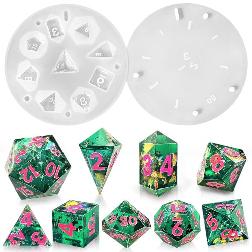 Silikonform DND Würfel für Epoxidharz, 9-teilige Polyedrische Würfelform Set, Polyedrische Würfelform Set, Gießform für Dungeons and Dragons, Pathfinder, MTG, Tischspiele und DIY Resin Projekte von ZephyrHome