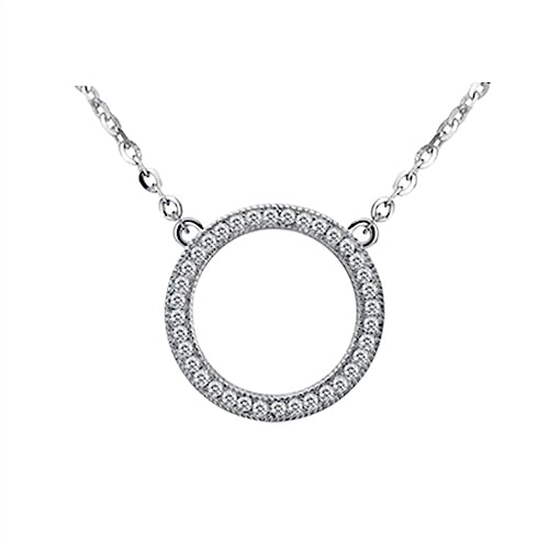 Zephyria Elegant Charm Necklace for Women, Silber Überzogene Kette Mode Temperament Runde Voller Diamant Frauen 925 Kragen Halskette Frauen Halskette Geschenk,Ideal for Birthdays, Anniversaries von Zephyria