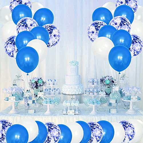 Blaues Ballon-Set – 30 Stück blaue Latex-Luftballons, 30,5 cm, blaue Geburtstagsballons, blau-weiße Konfetti-Ballons für Mädchen, Dschungel, Babyparty, Hochzeit, Prinzessin, Goldthema, von Zercart