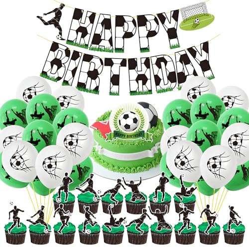 Fußball-Ballon, 50 Stück, Fußball-Thema, Geburtstagsdekoration, Fußball-Thema, Kuchendekorationen, Fußball-Geburtstagsparty-Dekoration für Jungen, Kinder, Fußball-Fans, Geburtstagsparty-Zubehör von Zercart