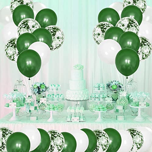 Grünes Ballon-Set – 30 Stück grüne Latex-Luftballons, 30,5 cm, grüne Geburtstagsballons, grün-weiße Konfetti-Ballons für Mädchen, Dschungel, Babyparty, Hochzeit, Prinzessin, Goldthema, von Zercart