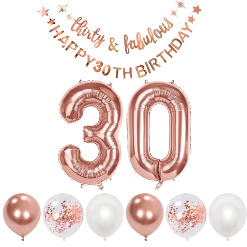 Happy 30th Birthday Banner Girlande Folienballon 30 von Zercart