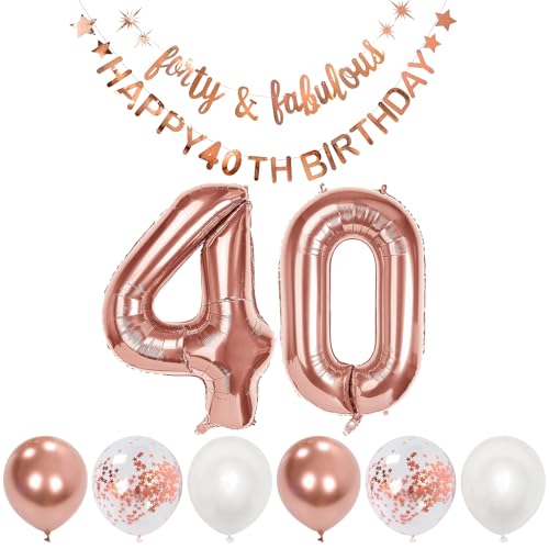 Happy 40th Birthday Banner Girlande Folienballon 40 von Zercart