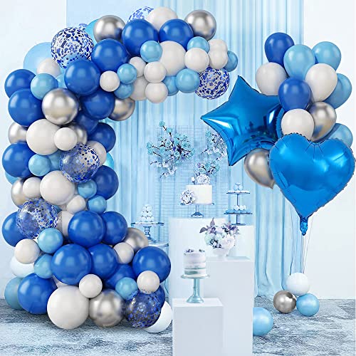 Marineblaues Ballonbogen-Set, 86-teilig, blaue Ballon-Girlande-Set mit blauen und silbernen Luftballons, weißer Latexballon für Jungen, Geburtstagsparty, Babypartys, Dekorationen von Zercart