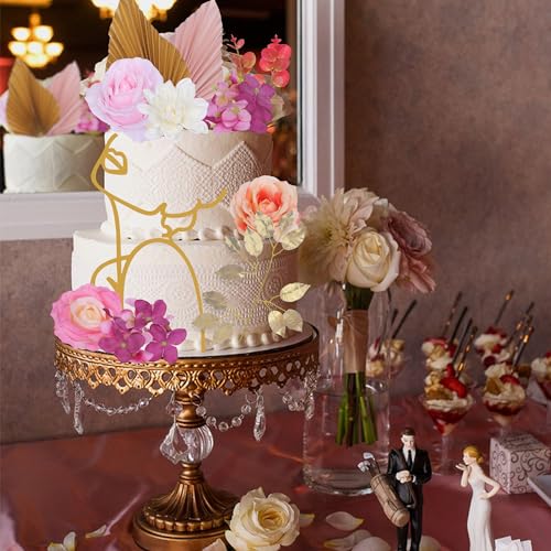 Zercart Kuchendekoration, Geburtstagskuchenaufsatz, Palmblätter, Kuchendekoration, Hochzeitstortenaufsatz, Happy Birthday-Kuchenaufsatz, Kuchendekorationen, Blumen, Kuchenaufsatz-Set, für Mädchen und von Zercart