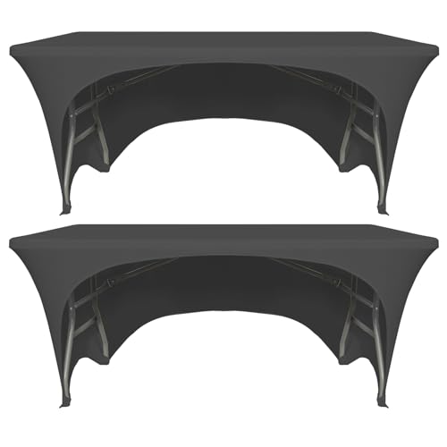 Elastan-Tischdecke für rechteckige Tische mit offener Rückseite, waschbar, rechteckig, Stretch-Tischdecke für Bankett, Hochzeit, Party, Urlaub, Event, 183 x 76 x 76 cm, Schwarz, 2 Packungen von ZeriTlolen