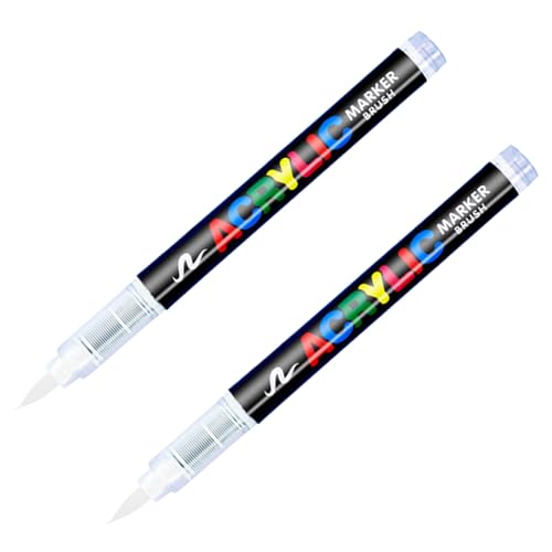 Zernblend 2 Stück Weiße Acrylstifte 1.0-6.0 mm - Wasserfeste Textilstifte und Permanent Marker für Stoff, Holz, Metall, Glas und mehr von Zernblend