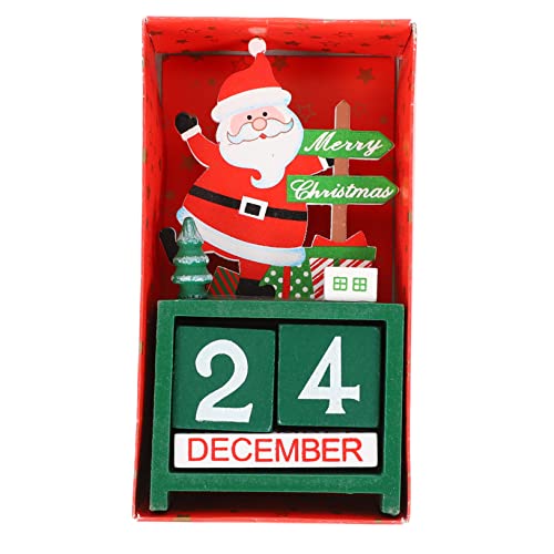 1Stk Weihnachtskalender aus Holz Schmink Adventskalender Weihnachtsmann Ornamente weihnachtsdeko für weihnachtgeschenkideen Weihnachtsbedarf Cartoon-Desktop-Kalender Green Zerodeko von Zerodeko